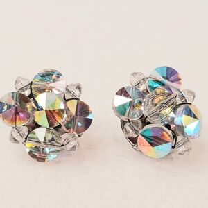 Clip-on Earrings AB Coated Crystal